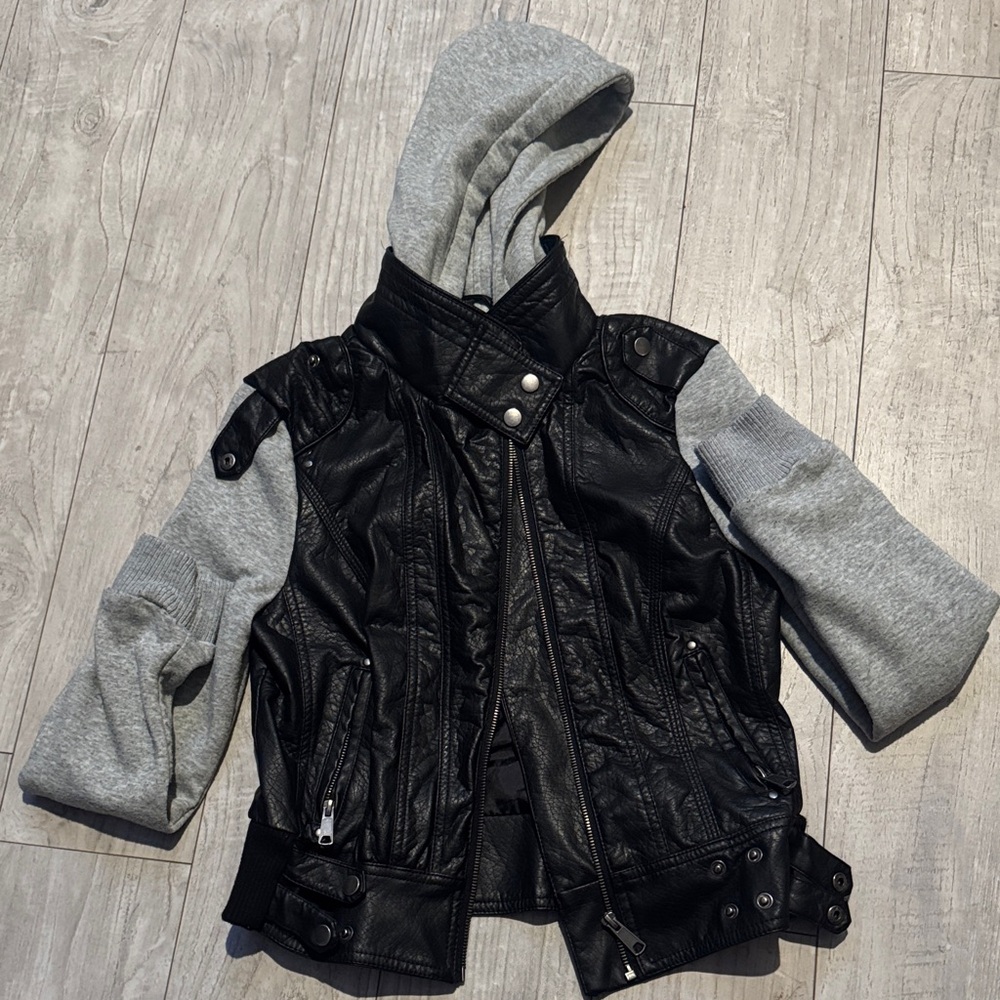 Last Kiss Black and Gray Leather Jacket